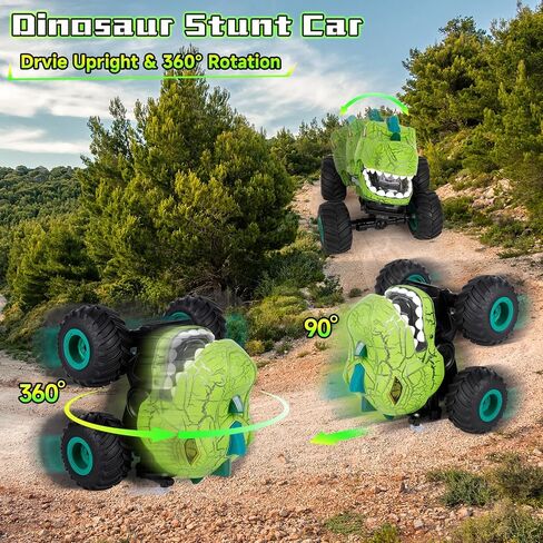 Remote Control Dinosaur Car for Boys Age 4-7 8-12, 50min+ Runtime Monster Truck Toy with Spray, Light, Music, 360 Rotating, 90 Driving, All Terrain Dinosaur Toy for Kid Birthday Xmas Gift in Saudi Arabia