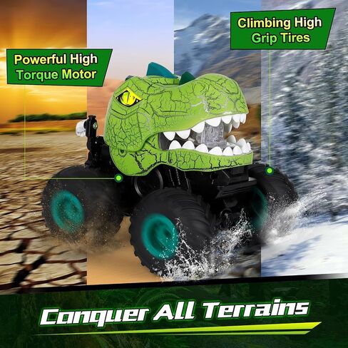 Remote Control Dinosaur Car for Boys Age 4-7 8-12, 50min+ Runtime Monster Truck Toy with Spray, Light, Music, 360 Rotating, 90 Driving, All Terrain Dinosaur Toy for Kid Birthday Xmas Gift in Saudi Arabia
