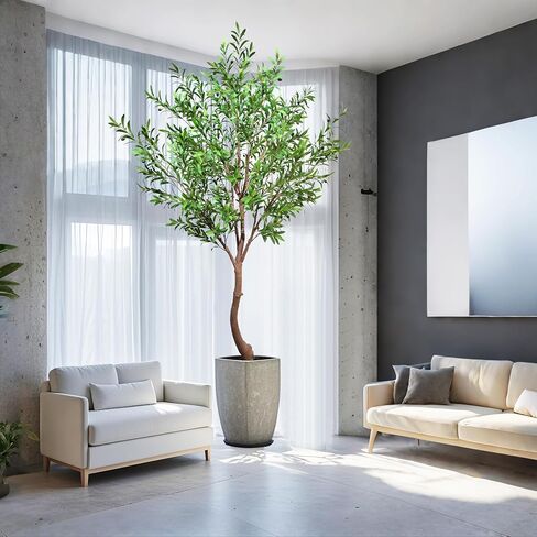 Faux Olive Tree Artificial Olive Trees Artificial Indoor 8 Feet (96 inches) Realistic Potted Silk Indoor Large Fruit for Home Offices, Living Rooms, Bedrooms, Stairs and Foyer Decor in Saudi Arabia