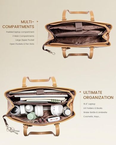 LOVEVOOK Laptop Tote Bag for Women, Work Bags Teacher Tote Bag, Leather Computer Bag Purses Handbag Professional Briefcase in Kuwait