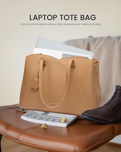 LOVEVOOK Laptop Tote Bag for Women, Work Bags Teacher Tote Bag, Leather Computer Bag Purses Handbag Professional Briefcase in Kuwait