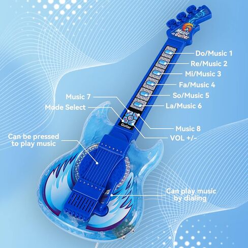 Guitar and Microphone Play Set for Girls,Karaoke Machine with Music&Light,Microphone Toys with Stand,Adjustable Height Guitar Toys for Kids,Toddlers,Child(Red) in Saudi Arabia