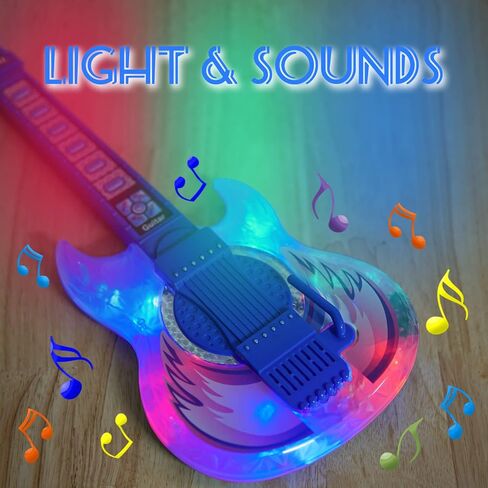Guitar and Microphone Play Set for Girls,Karaoke Machine with Music&Light,Microphone Toys with Stand,Adjustable Height Guitar Toys for Kids,Toddlers,Child(Red) in Saudi Arabia