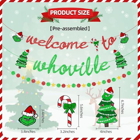 مرحبًا بكم في زينة عيد الميلاد Whoville Banner Grinch، لا توجد لافتة عيد الميلاد DIY لزينة عيد الميلاد Whoville، خلفية Whoville لديكورات حفلات Grinch، لافتة زينة Whoville Grinch in Saudi Arabia
