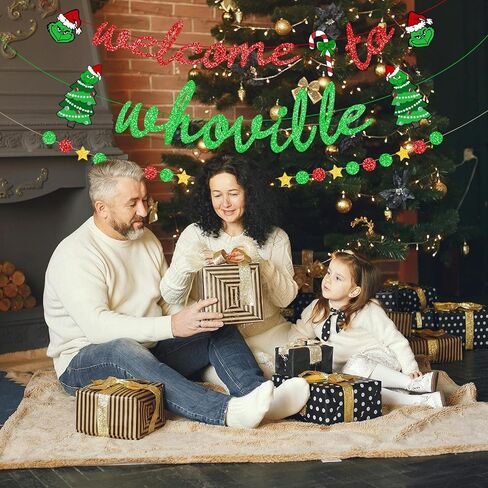 مرحبًا بكم في زينة عيد الميلاد Whoville Banner Grinch، لا توجد لافتة عيد الميلاد DIY لزينة عيد الميلاد Whoville، خلفية Whoville لديكورات حفلات Grinch، لافتة زينة Whoville Grinch in Saudi Arabia