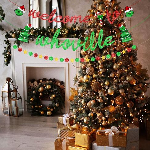 مرحبًا بكم في زينة عيد الميلاد Whoville Banner Grinch، لا توجد لافتة عيد الميلاد DIY لزينة عيد الميلاد Whoville، خلفية Whoville لديكورات حفلات Grinch، لافتة زينة Whoville Grinch in Saudi Arabia