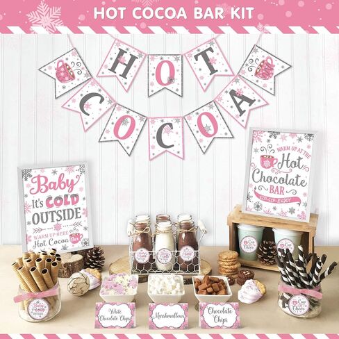مجموعة ألواح الكاكاو الساخنة، ندفة الثلج الزرقاء الفضية، لافتة شريط الكاكاو الساخنة، لافتة شريط الشوكولاتة الساخنة، إضافات الشوكولاتة الساخنة، ملصقات علامات الأكواب للحفلة المجمدة، الشتاء، بلاد العجائب، عيد ميلاد الطفل، حمام الطفل، ديكور خارجي بارد in Kuwait