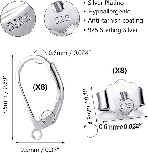 925 Sterling Silver Earring Making Supplies Ear Hooks Rings Butterfly Back in Saudi Arabia
