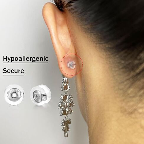DELECOE Silicone Earring Backs for Studs Droopy Ears Hoops Wires,Locking Secure Earring Backs for Heavy Earring,No-Irritate Hypoallergenice Soft Clear Earring Backs for Women Men(6Gold+6White Gold) in Saudi Arabia
