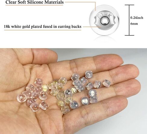 DELECOE Silicone Earring Backs for Studs Droopy Ears Hoops Wires,Locking Secure Earring Backs for Heavy Earring,No-Irritate Hypoallergenice Soft Clear Earring Backs for Women Men(6Gold+6White Gold) in Saudi Arabia