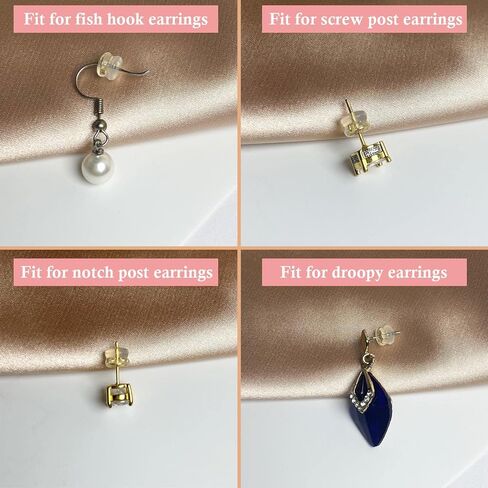 DELECOE Silicone Earring Backs for Studs Droopy Ears Hoops Wires,Locking Secure Earring Backs for Heavy Earring,No-Irritate Hypoallergenice Soft Clear Earring Backs for Women Men(6Gold+6White Gold) in Saudi Arabia