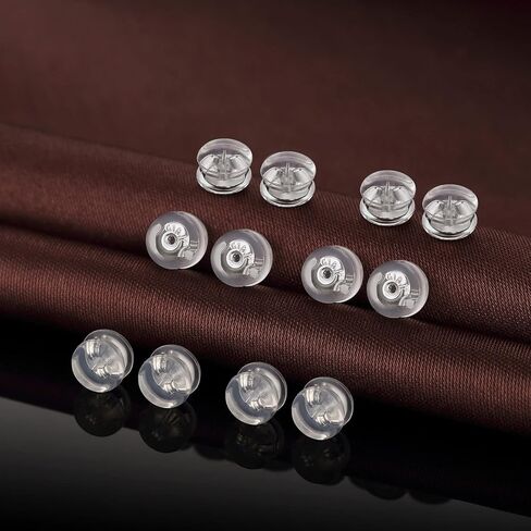 DELECOE Silicone Earring Backs for Studs Droopy Ears Hoops Wires,Locking Secure Earring Backs for Heavy Earring,No-Irritate Hypoallergenice Soft Clear Earring Backs for Women Men(6Gold+6White Gold) in Saudi Arabia