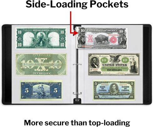 Dunwell Binder Currency Sleeves for Collectors - (25 Pack), Acid-Free 3-Pocket Clear Plastic Currency Pages for Three Ring Binder, Refill Currency Binder Pages for Bills, Banknotes or Coupons in Saudi Arabia