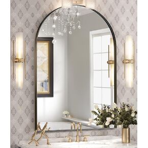 Brightify Arched Mirror, Arched Wall Mirror, 24 x 36 Inch Black Arch Mirror, Metal Frame Black Bathroom Mirror, Arched Top Bathroom Vanity Mirror for Living Room Bedroom Mantel Entryway Hallways in Kuwait