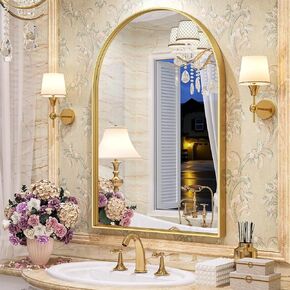 Brightify Arched Mirror, Arched Wall Mirror, 24 x 36 Inch Black Arch Mirror, Metal Frame Black Bathroom Mirror, Arched Top Bathroom Vanity Mirror for Living Room Bedroom Mantel Entryway Hallways