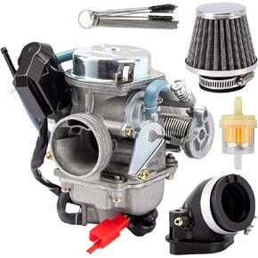 GY6 Carburetor 150cc for 4 Stroke 125cc 152QMJ 157QMJ Engines Electric Choke Motorcycle Scooter 24mm PD24J Carb with Intake Manifold
