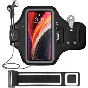iPhone 13 Mini, 12 Mini Armband, JEMACHE Water Resistant Gym Workouts Running Phone Arm Band for iPhone 13Mini, 12Mini (Black)