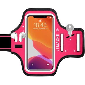 iPhone 17 16 Pro Armband, JEMACHE Gym Workouts Running Arm Band for iPhone 17/16/15/14/13/12 Pro (Black) in Kuwait