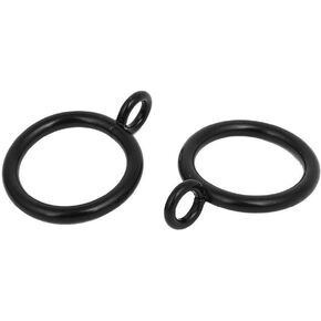Jocon HD6025Q Pack of 14 Drapery Curtain Rings with Eyelets, 1 Inch Inner Diameter, Black