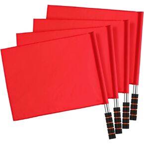 SEWACC Referee Flag Sports Linesman Flags Hand Flags with Stainless Steel Pole 4pcs Hand Flag for Soccer Volleyball Football Track (Green)