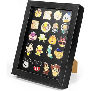7x9 Enamel Pin Display Frame, Pin Collection Shadow Box, Desktop and Wall Display, Pin Display Case, Black
