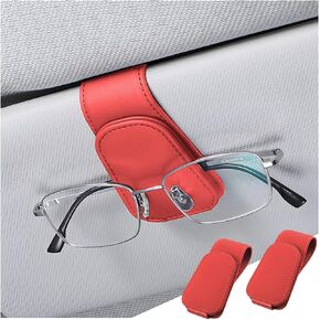 Sunglasses Holder for Car Sun Visor, 2 PCS Magnetic Leather Eyeglass Hanger, Sun Glasses Mount Clip on Visors, Ticket Card Cash Organizer, Auto Interior Accessories (Carbon Fiber)