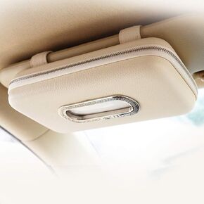 Cartisen Car Tissue Holder, Sun Visor Napkin Holder, Car Visor Tissue Holder, Luxury PU Leather Backseat Tissue Case Holder (Black)
