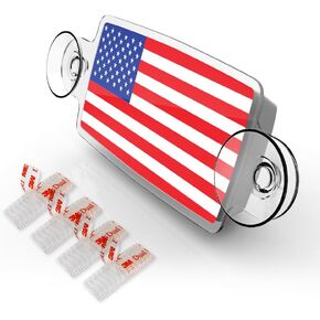 AUTOBOXCLUB EZ Pass Holder/Toll Pass Holder for Most US States/Toll Pass Windshield Mount/Easy to Install and Remove/with 4pcs Toll Pass Mounting Strips/UV-Protective (Black US Flag)