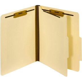 Pendaflex Manila Classification File Folders, 2 Dividers, 2" Bonded Fasteners, 2/5 Tab Cut, Letter Size, Manila, Box of 10 (24000P), Specialty