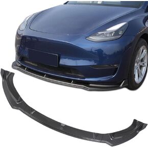 Fit Tesla Model 3 Front Bumper Lip Kit Front Spoiler Wing Glossy Carbon Fiber Splitter Trim Accessories 2017-2023 2024