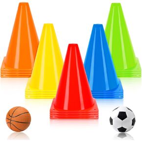 Kuqqi 7 Inch Plastic Agility Cones 20 Pack Set, Sports Soccer Flexible Cone for Training, Party, Activity, Traffic(Multicolor) in Kuwait