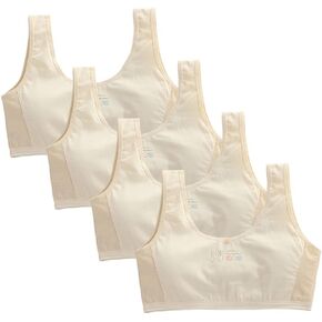 4PCS Girls’ Training Bra Breathable Cotton Vest Soft Sport Tank Tops Bralettes Training Bralettes Activewear Bra