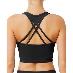 Girls Trainning Bras Longline Strappy Sports Bra Removable Crop Tank Tops Cami Bralette