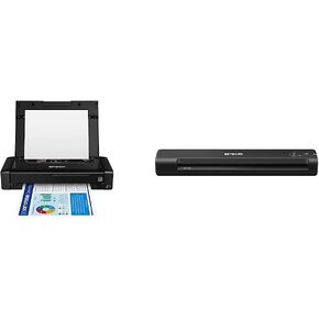 Epson Workforce WF-110 Wireless Color Mobile Printer,White, Small & Workforce ES-50 Portable Sheet-Fed Document Scanner for PC and Mac