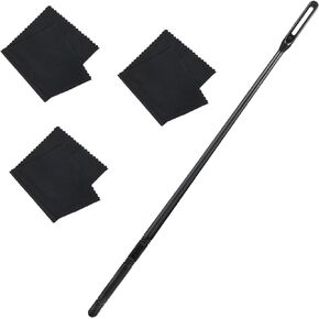 Flute Cleaning Kit, 3pcs Flute Cleaning Cloth, 1pc Flute Cleaning Rod Flute Cleaning Rag Flute Cleaning Swab Flute Cleaner Supplies for Polishing Inside Care (Black)