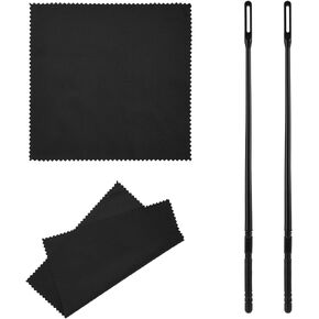 Teaaha Flute Cleaning Kit Include 2PCS Flute Cleaning Cloth with 2PCS Flute Cleaning Rod, Professional Flute Cleaner Flute Accessories for Taking Care of Your Instrument(Black)