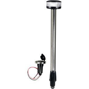 Pactrade Marine All Round LED, Stern Light, Anchor Light, Pole Light LED Boat Navigation Light with Standard Pole 22'' with Removable 2-Pin Fixed Plug-in Base USCG 2NM for Pontoon, Fishing Boats