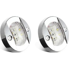 Partsam 3inch Waterproof Boat Marine White LED Lights Courtesy Interior Deck Light Navigation Transom Stern Cabin Lighting for Pontoon Fishing Boat Kayak Sailboat Bass Surface Mount 12V (Pack of 2)