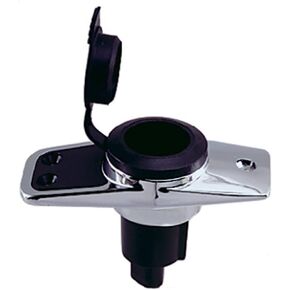Perko 1060PB0DP Chrome-Plated 2-Pin Plug-in Light Base with 5° Rake - 3.75" x 1.75" Base , black