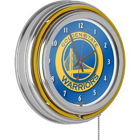 Golden State Warriors NBA Chrome Double Ring Neon Clock