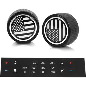American Flag Rear Radio Volume Control Knob Button with AC Dash Button Stickers Repair Kit for Select GM Vehicles for 07-14 Chevrolet Chevy GMC Buick Cadillac,Replacement GM 22912547 (2pack)