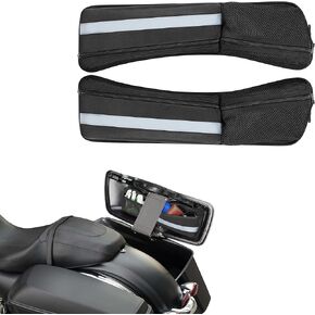 2pcs Hard Saddlebag Lid Organizers, Universal Saddlebag Lid Organizer Pouch Set 19.3" Long Compatible with Harley Davidson 1993-2022 Touring Road Glide, Electra Glide, Road King hard saddlebag
