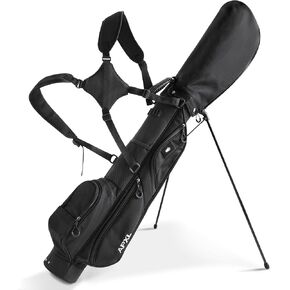 Small Golf Bag, 3 Divider Fit Up to 8 Clubs, Golf Stand Bag with Rain Cover, Easy to Carry and Durable Pitch n Putt Golf Bag, Lightweight Golf Bag with Strap and Stand for Men n Women