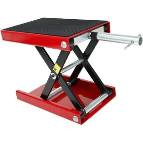Motorcycle Wide Deck Scissor Lift Jack Dilated Center Hoist Stand-1100 LB, Capacity Bikes ATVs,Motorcycle Dirt Bike Scooter Crank Stand Red