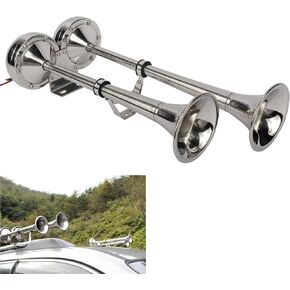 WerkWeit Dual Boat Horns12V Marine Boat Trumpet Horn Polished Stainless Steel Marine Horn, Low and High Tone, with Stainless Steel Adjustable Trumpet Support in Kuwait