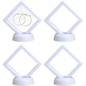 3D Floating Frame with Stand, Challenge Coin Display Holder, 4 Pack Floating Display, 2.75"x2.75" Gift Packing Frame (Black)