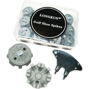 LONGKUN 28 قطعة برغي في مرابط الجولف البديلة لأحذية الجولف المسمار في مسامير الجولف لأحذية الجولف برغي معدني على مرابط الجولف مع قطعة واحدة من مفتاح مسامير الجولف (فضي) in Kuwait
