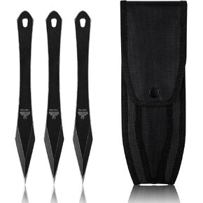Throwing Spikes Set 3-Pack,10" Length 0.275" Thick Full Tang Stainless Steel Design with Protective Nylon Sheaths for No Spin Throwing