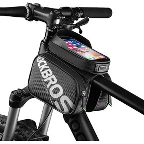 ROCKBROS Bike Frame Bag Waterproof Top Tube Phone Bag Touch Screen Cell Phone Holder Bicycle Pouch for Mountain ebike Road Bikes Compatible with iphone 11 12 13 8 X 10 XR Below 6.7''