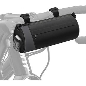 FINPAC Bike Handlebar Bag, Bicycle Front Frame Storage Pouch for Cycling, Detachable Shoulder Strap Commuter Bag for Mountain Road Bike Bicycle Scooter Accessories, Black